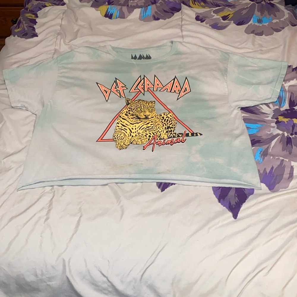 DEF Leppard cropped band tee .